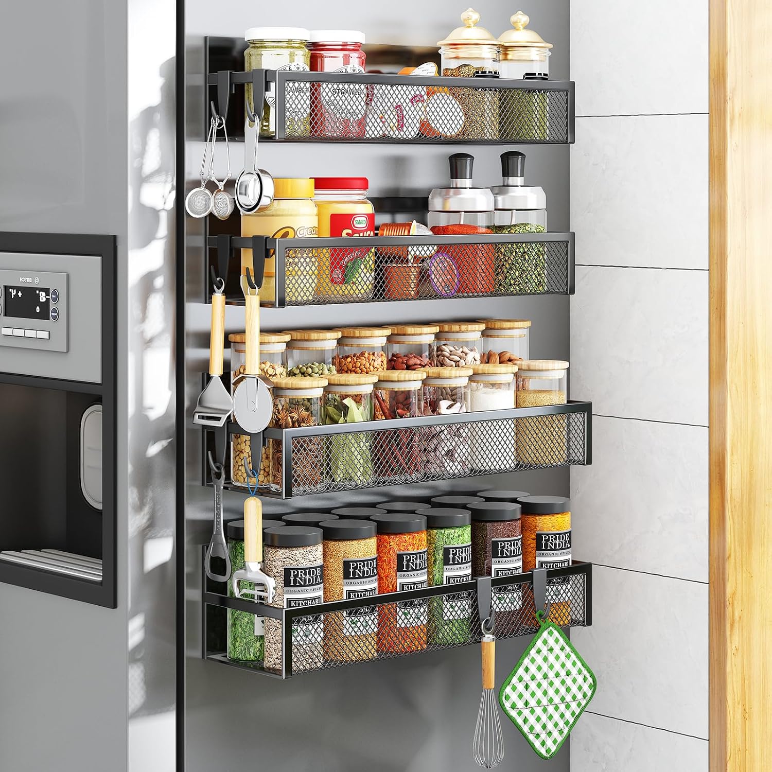 Aufworld Magnetic Spice Rack for Refrigerator